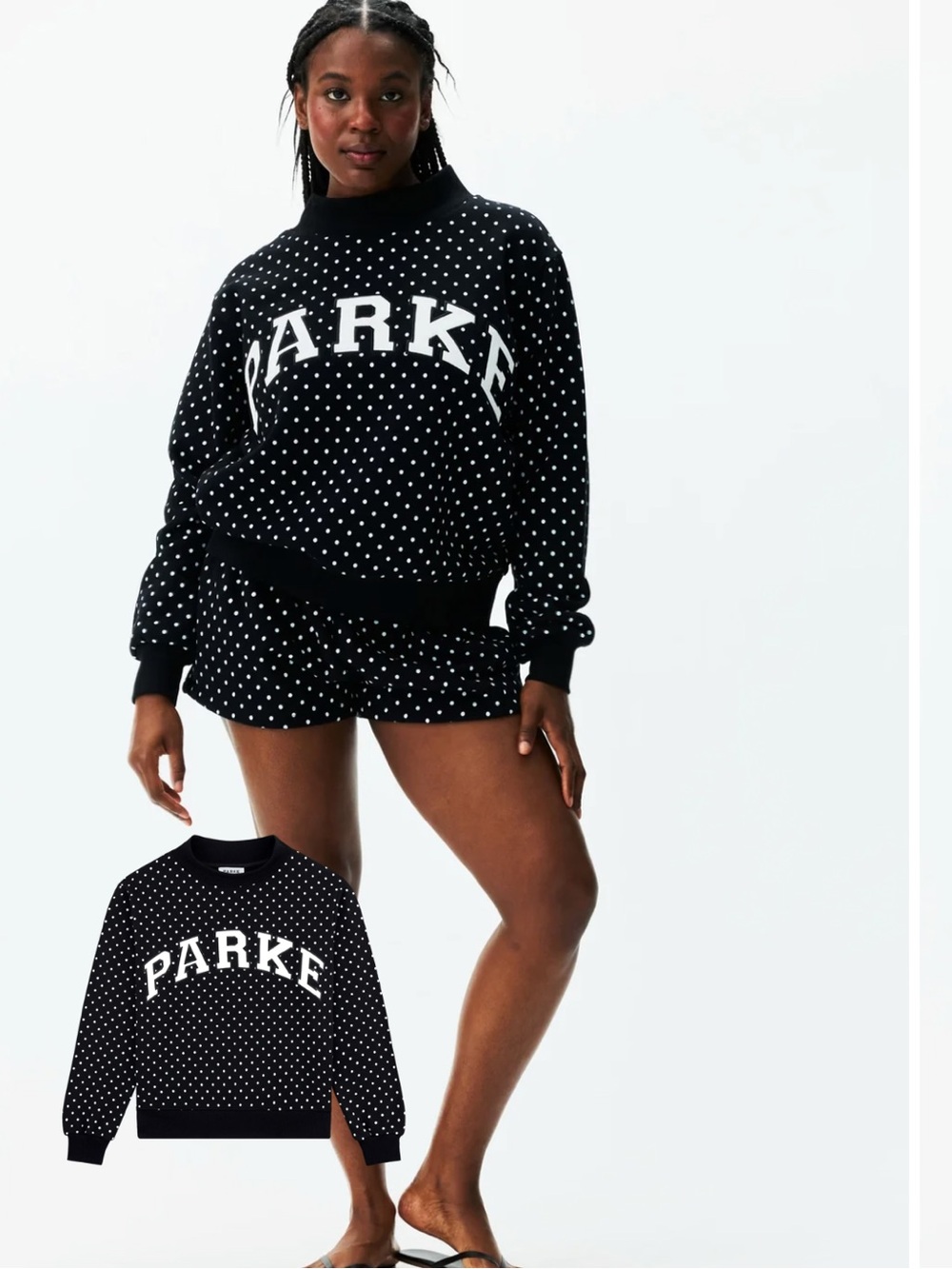 PARKE Black Polka Dot Pullover Sweatshirt